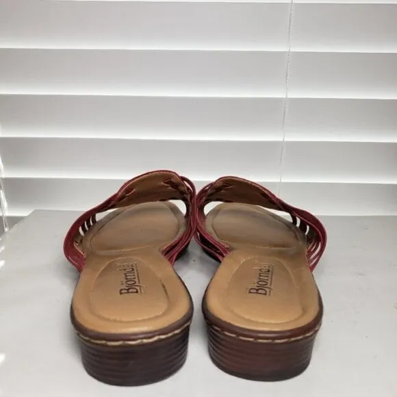 Bjorndal Meliah Red Open Toe Backless Slide Sandal