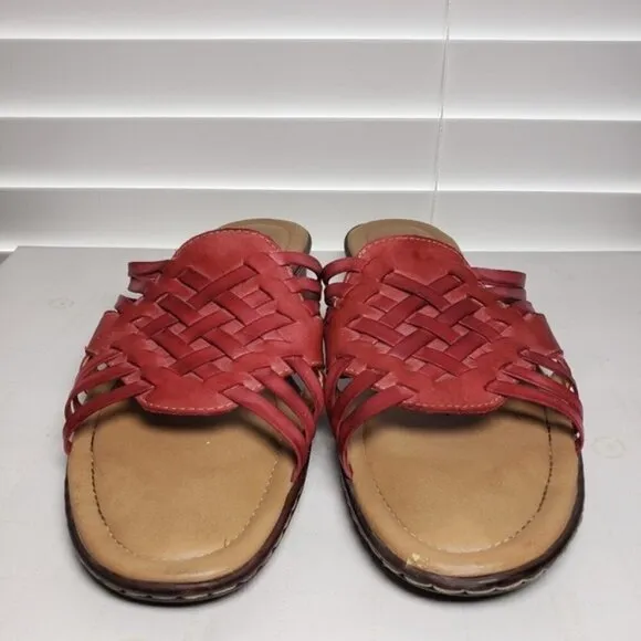 Bjorndal Meliah Red Open Toe Backless Slide Sandal