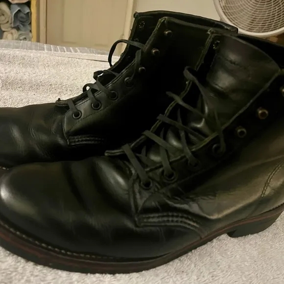 Black Boots with Lace-Up Design