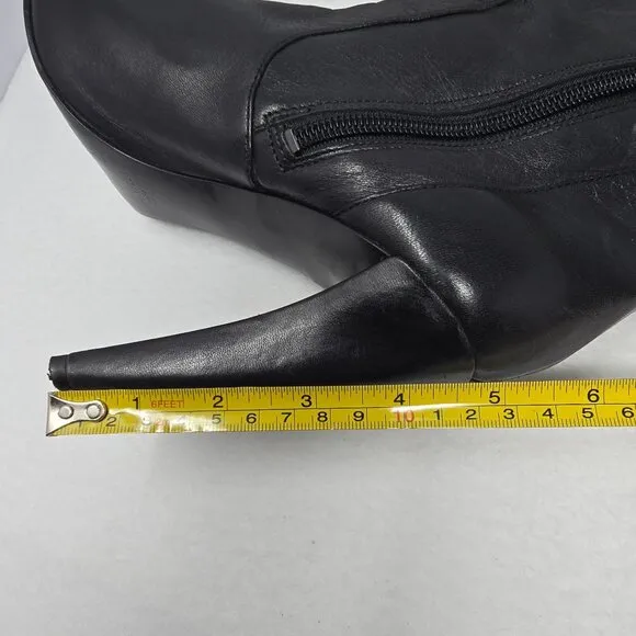 Black Leather Nine West Over The Knee Boots 8.5 M 5&quot; Heel Ultra High
