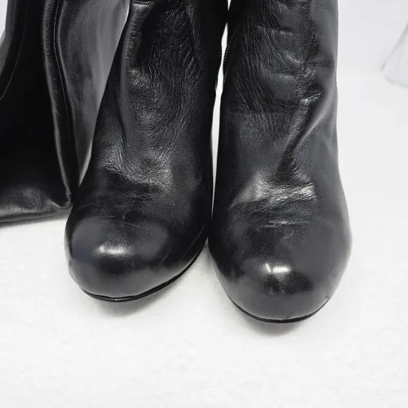 Black Leather Nine West Over The Knee Boots 8.5 M 5&quot; Heel Ultra High