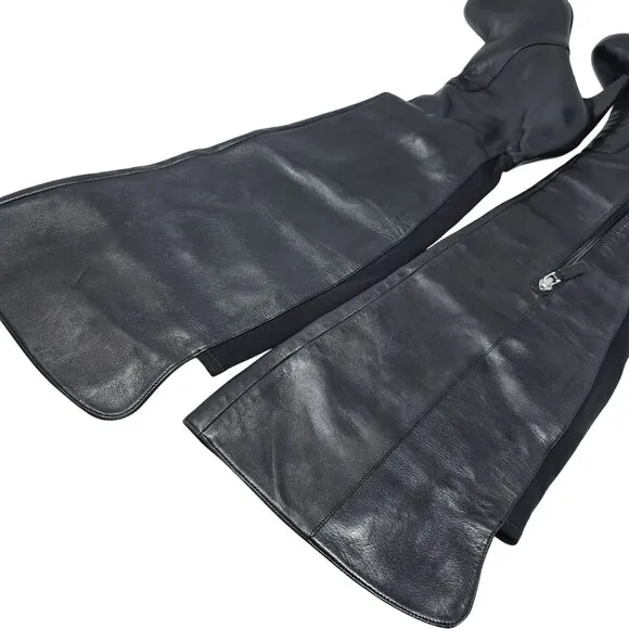 Black Leather Nine West Over The Knee Boots 8.5 M 5&quot; Heel Ultra High
