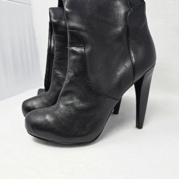 Black Leather Nine West Over The Knee Boots 8.5 M 5&quot; Heel Ultra High