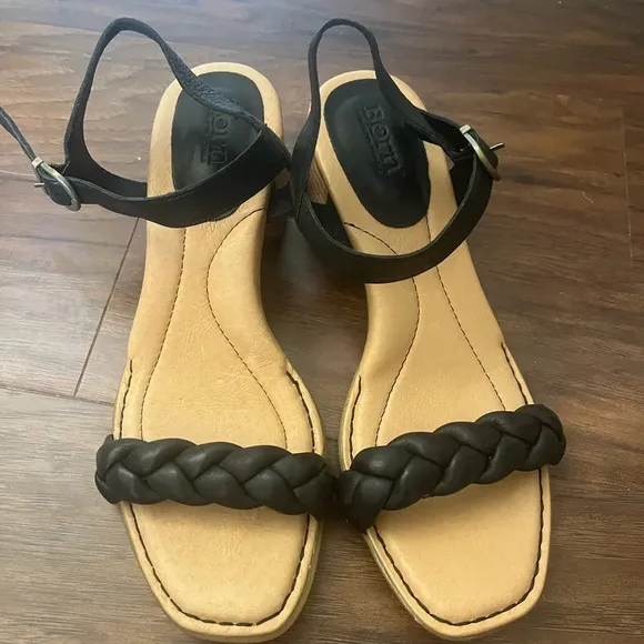 Black Sandals with braided leather by Born-NWOT Size 10