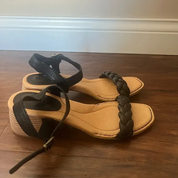 Black Sandals with braided leather by Born-NWOT Size 10