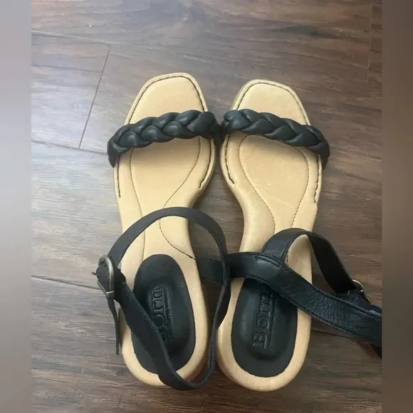 Black Sandals with braided leather by Born-NWOT Size 10