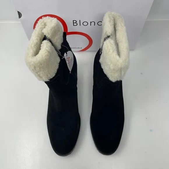 Blondo Tia Sherpa Cuff Ankle Booties in‎ Black Size 8.5 New Retail $160