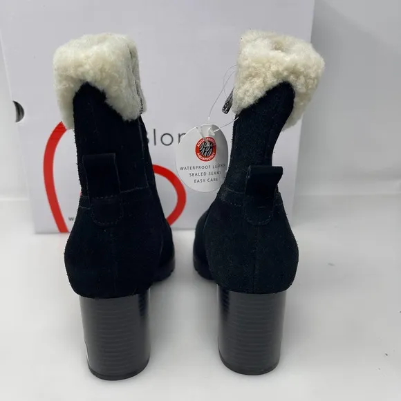 Blondo Tia Sherpa Cuff Ankle Booties in‎ Black Size 8.5 New Retail $160