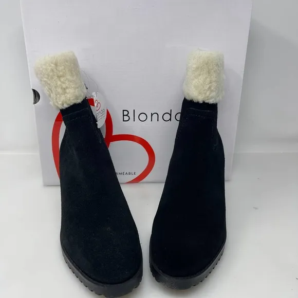 Blondo Tia Sherpa Cuff Ankle Booties in‎ Black Size 8.5 New Retail $160