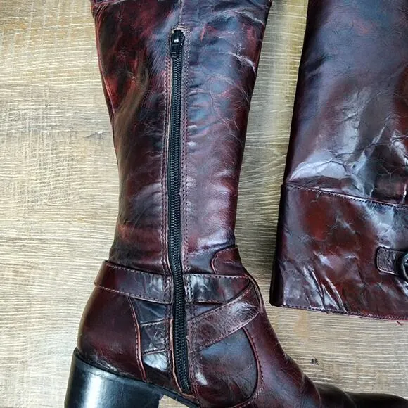 Born Crown Tall Leather Mahogany Riding Boots | Women's 6.5