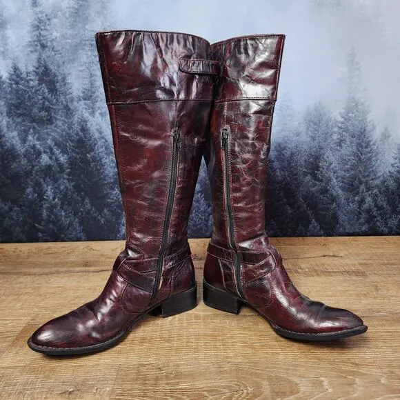 Born Crown Tall Leather Mahogany Riding Boots | Women's 6.5