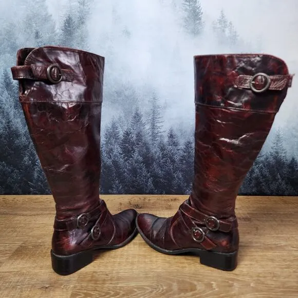 Born Crown Tall Leather Mahogany Riding Boots | Women's 6.5