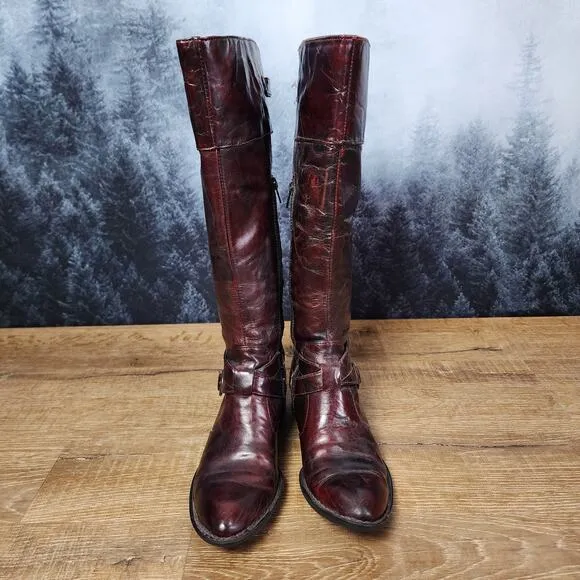 Born Crown Tall Leather Mahogany Riding Boots | Women's 6.5