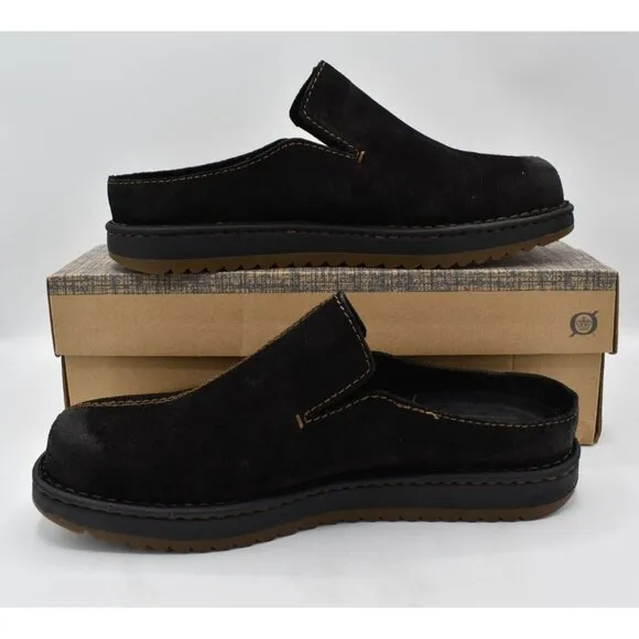 Born Mens Size 10.5 Jude Black Distressed Leather Slip On Mules Shoes