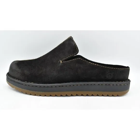 Born Mens Size 10.5 Jude Black Distressed Leather Slip On Mules Shoes