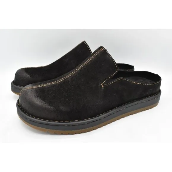 Born Mens Size 10.5 Jude Black Distressed Leather Slip On Mules Shoes