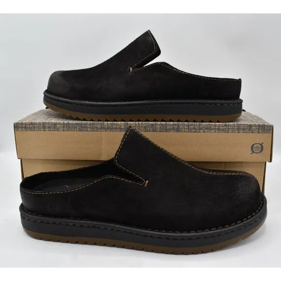 Born Mens Size 10.5 Jude Black Distressed Leather Slip On Mules Shoes