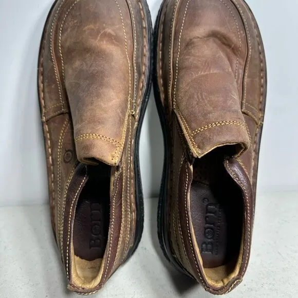 Born Mens Shoes Size 9 Brown Leather Slip-On