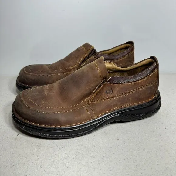 Born Mens Shoes Size 9 Brown Leather Slip-On