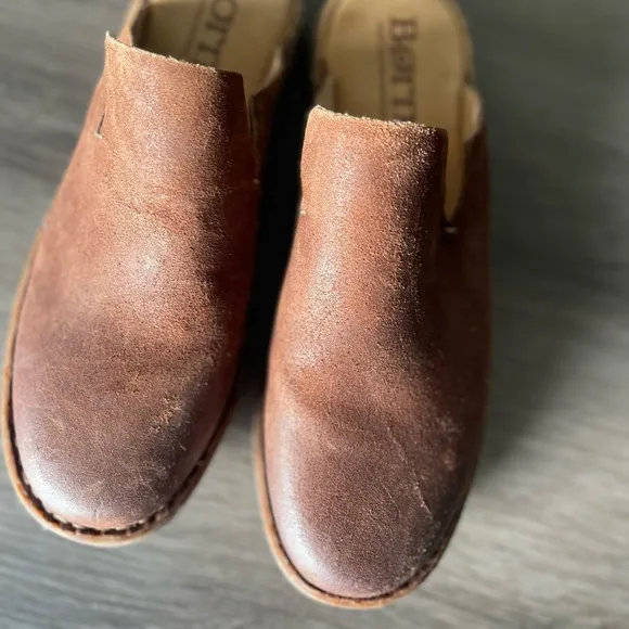 Born Selina Leather Distressed Slip On Mule Shoes