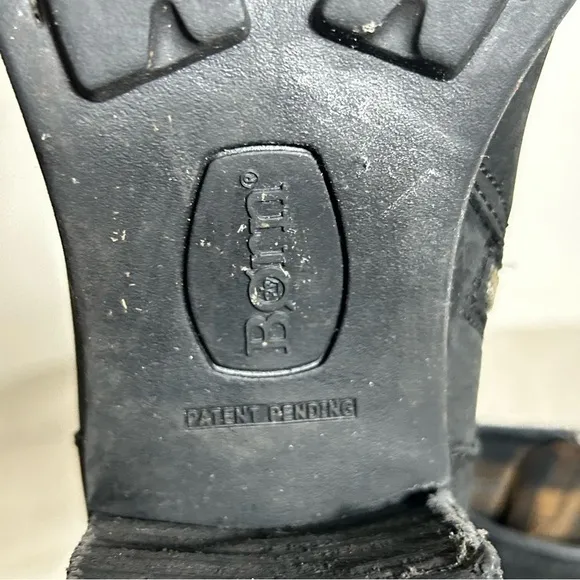 Born Women's Gunn Boot Size 9 Block Heel Biker Black Leather Moto Lug Sole Shoe
