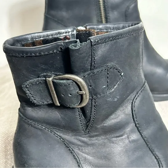Born Women's Gunn Boot Size 9 Block Heel Biker Black Leather Moto Lug Sole Shoe