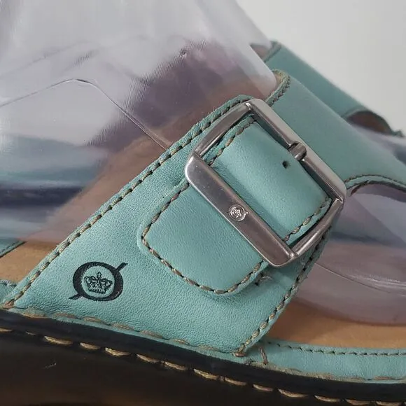 Born Leather Sandals with Buckle Teal Women's Size 10 NWT
