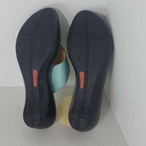 Born Leather Sandals with Buckle Teal Women's Size 10 NWT