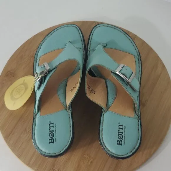 Born Leather Sandals with Buckle Teal Women's Size 10 NWT