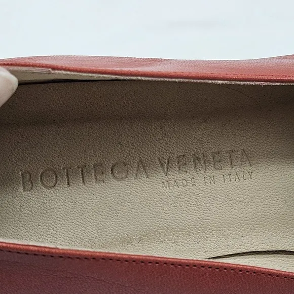 Bottega Veneta Womens Sz 8.5 Wedge Loafer Woven Red Leather Made in Italy
