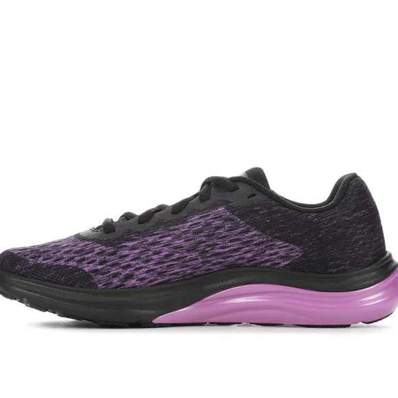 💜BOXED💜 WOMENS UNDER ARMOUR LIQUIFY REBEL RUNNING SHOES 6.5  BLK/PURPLE