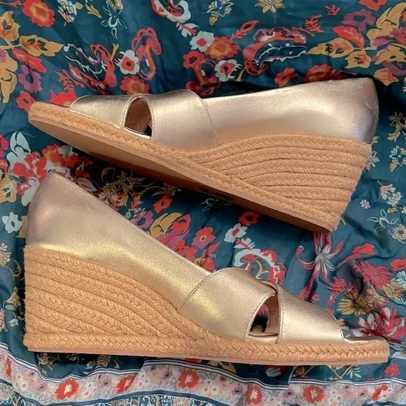 Brand New Jack Rogers Genuine Leather Palmer Crisscross Espadrille Wedge Sandals
