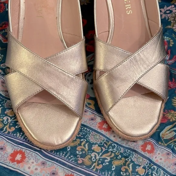 Brand New Jack Rogers Genuine Leather Palmer Crisscross Espadrille Wedge Sandals