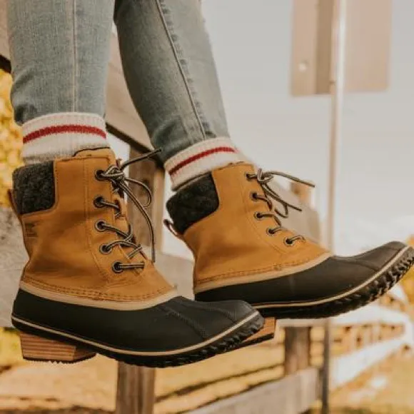 BrandNew Sorel Slimback II Waterproof Laceup Boots Gray &amp; Black US7 or Eu38