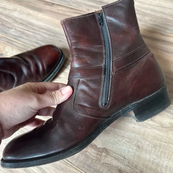 Breather Wright Arch Preserver Boots Mens Size 9.5D Burgundy Brown Zip