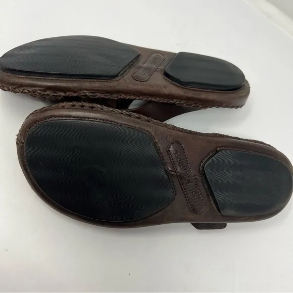 Brown Hush puppies, slip on sandals, HPO flex, men's size 9, foot comfort