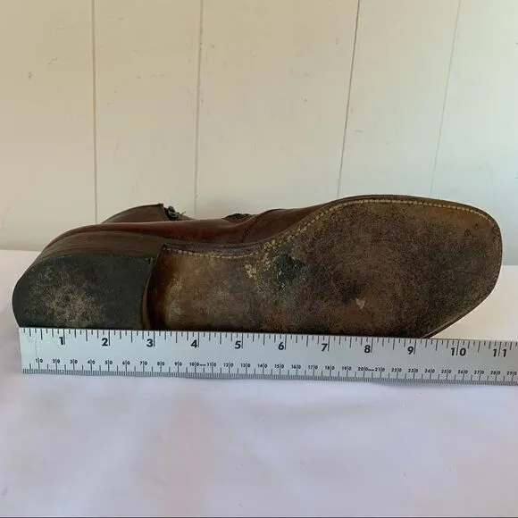 Brown Leather Ankle Boots Wright Harness Arch Preserver Sz 9 EEE