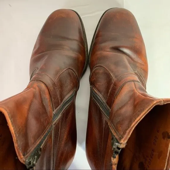 Brown Leather Ankle Boots Wright Harness Arch Preserver Sz 9 EEE