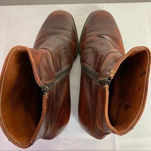 Brown Leather Ankle Boots Wright Harness Arch Preserver Sz 9 EEE