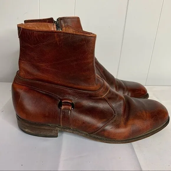 Brown Leather Ankle Boots Wright Harness Arch Preserver Sz 9 EEE