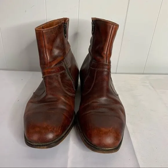 Brown Leather Ankle Boots Wright Harness Arch Preserver Sz 9 EEE