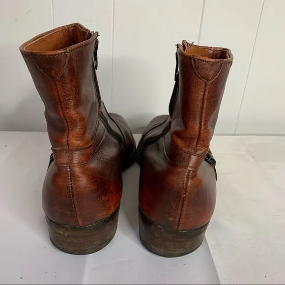 Brown Leather Ankle Boots Wright Harness Arch Preserver Sz 9 EEE
