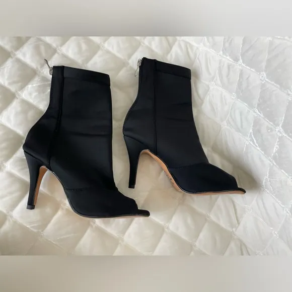 Burju Open Toe Stretch Lycra Sock Ankle Boots