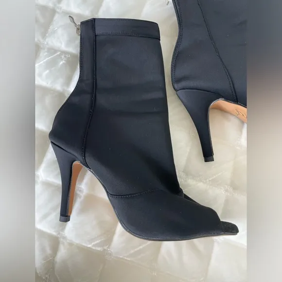 Burju Open Toe Stretch Lycra Sock Ankle Boots