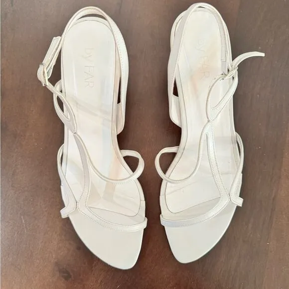 by FAR Brigette Optic White Strappy Heeled Sandals - Size 8.5
