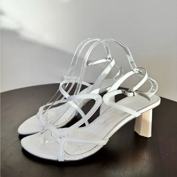 by FAR Brigette Optic White Strappy Heeled Sandals - Size 8.5