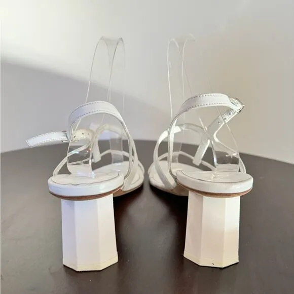 by FAR Brigette Optic White Strappy Heeled Sandals - Size 8.5