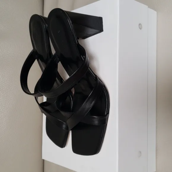 BY FAR LENY SLIDE LEATHER SANDALS SIZE 39