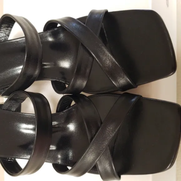 BY FAR LENY SLIDE LEATHER SANDALS SIZE 39