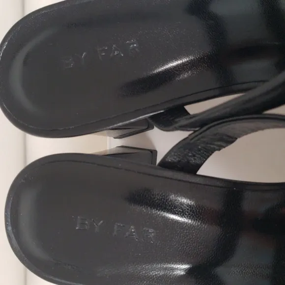 BY FAR LENY SLIDE LEATHER SANDALS SIZE 39